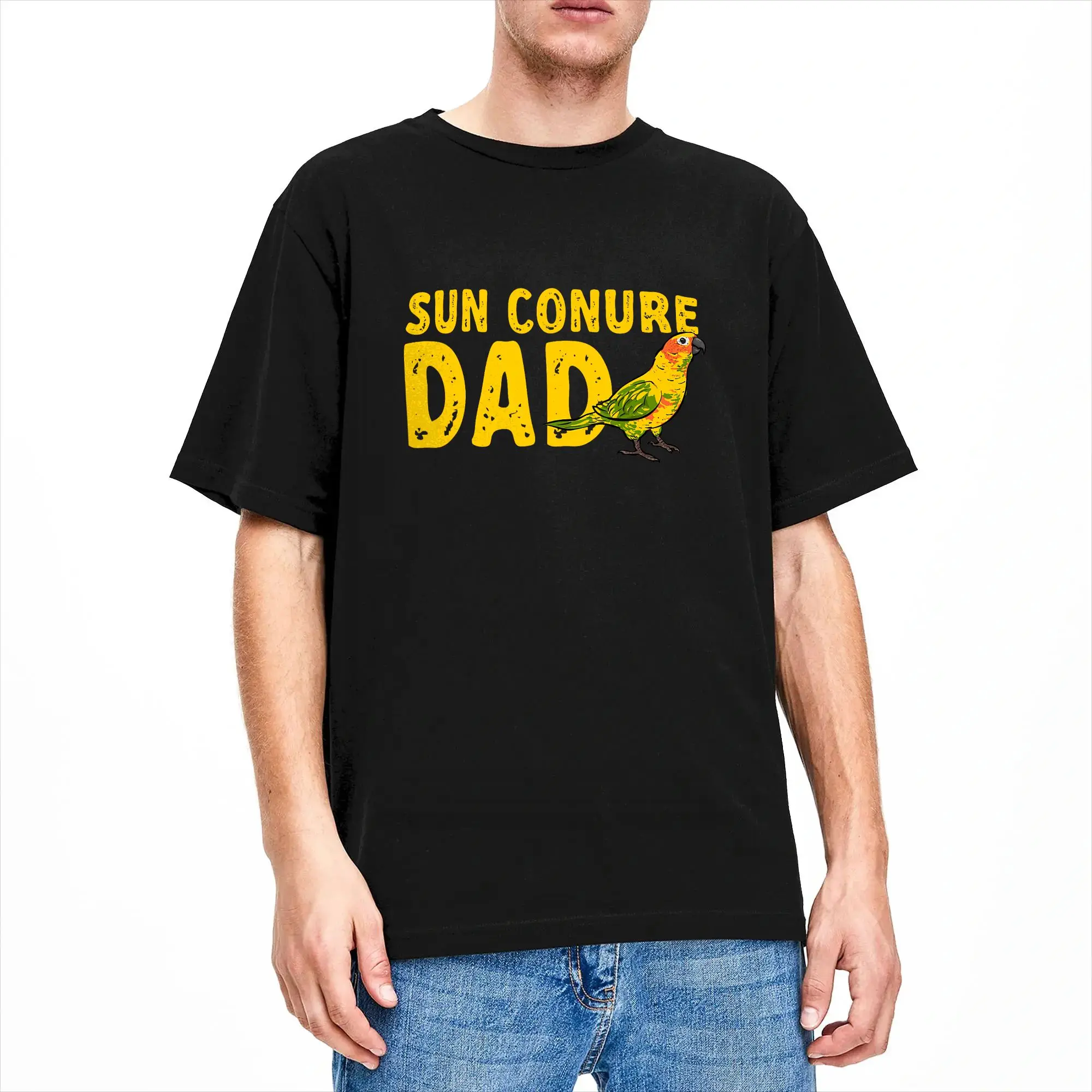 Casual T Shirt Beach Sun Conure Dad Bird Dad Parrot Bird Conure Hip Hop T Shirts Cotton Tshirt for Men Awesome Short Sleeve Tees