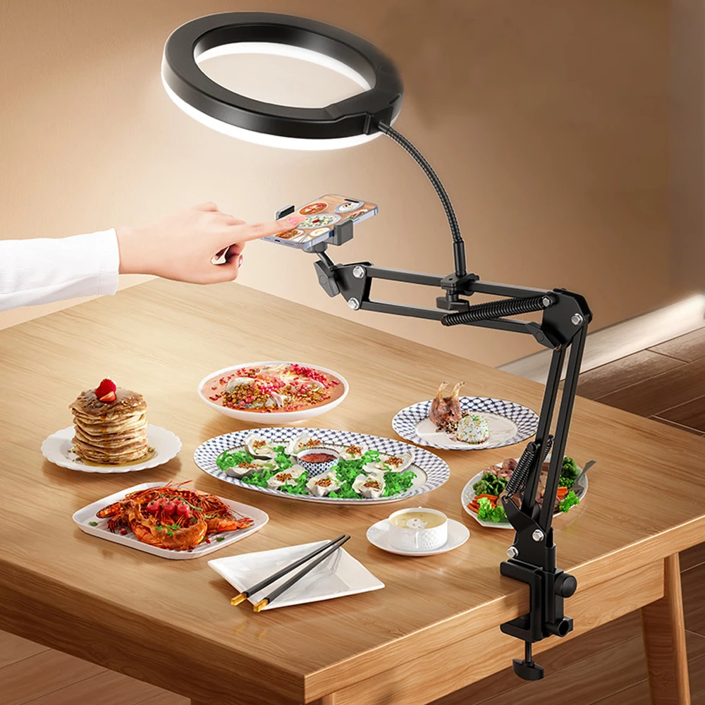 

Светодиодный заполняющий светильник для прямой трансляции телефона с гибким роботизированным кронштейном, держатель для телефона, фиксированная запись съемки, прямая трансляция, палка для селфи