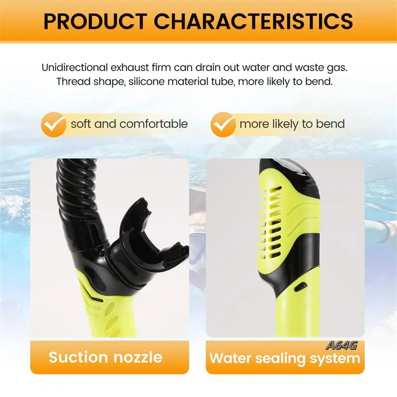 

Dry Snorkel Tube Easy Breath Scuba Diving Splash Guard Top Valve Swimming Underwater Equipment For Adults Men Women