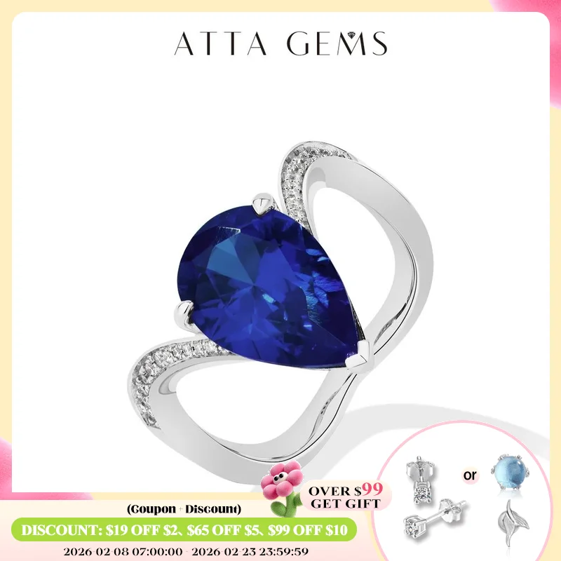 

ATTAGEMS классические кольца грушевидной огранки 6CT с лабораторным сапфиром S925 стерлингового серебра лабораторный рубин обручальное кольцо для женщин элегантные обручальные украшения