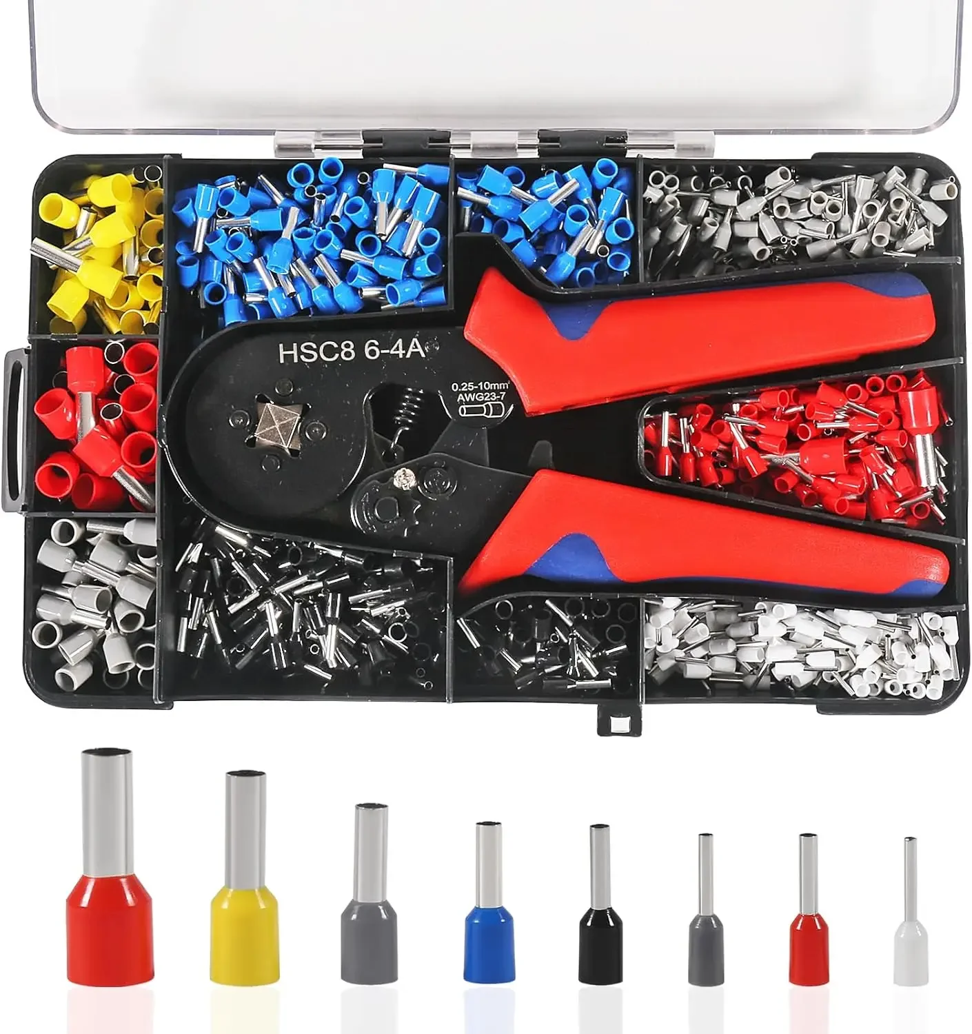 alicate-de-crimpagem-de-terminais-ajustaveis-guxitek-hsc8-6-4-kit-completo-com-800-pecas-de-fios-tubulares-isolados