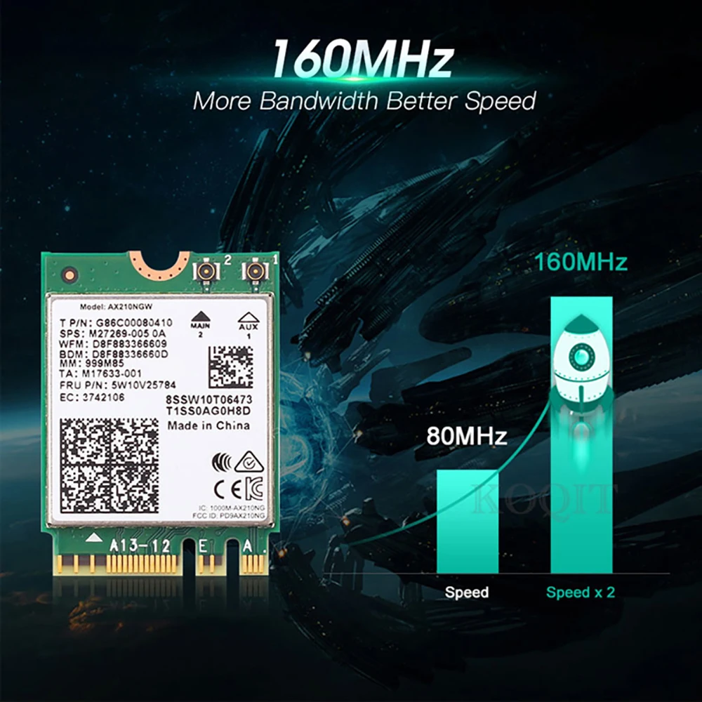 Tarjeta inalámbrica WiFi 6E con Bluetooth 5,3, adaptador AX210 M.2 de 5374Mbps, 2,4 Ghz, 5Ghz, 6Ghz, 802.11ax para ordenador portátil y PC