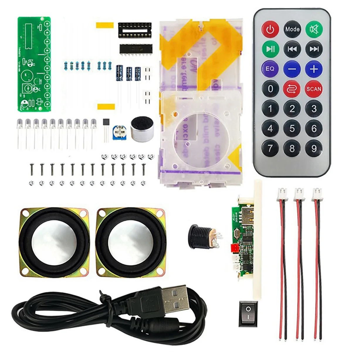 DIY Bluetooth Speaker Electronic Kit Two-Channel Multi-Functional Music Spectrum MP3 Amplifier Welding Assembly