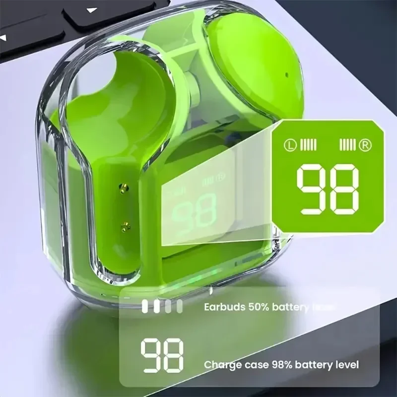 Wireless Earphones Transparent Charging Box Design Touch Control Headset TWS Headphones HiFi Stereo HD Call Earbuds