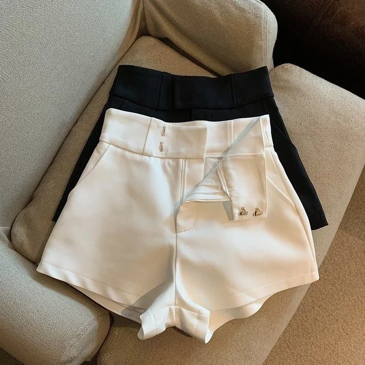 White Shorts Women's High Waist A-line 2023 Style Straight Casual Leg Pants Clothing Women Pants Summer Shorts