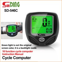 Sunding SD-546 Cycling Computer Wireless Stopwatch Bicycle Speedometer Stopwatch Bike Cycling Digital Odometer LCD Backlight