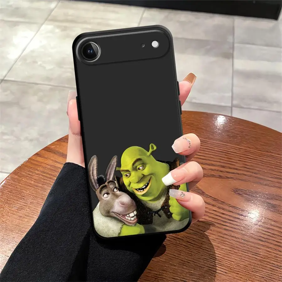 حافظة لطيفة من Fun M-Movie S-Shreks لهاتف iPhone XR 13 12 11 17 Pro Max 17Air XS Max 7 8 15 16 14 Plus غطاء هاتف ناعم أسود