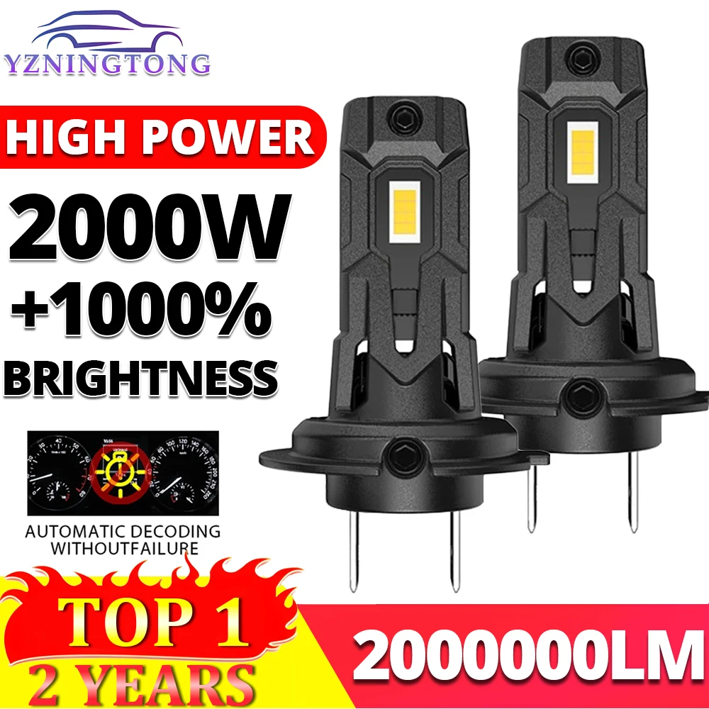 

H7 LED Headlight Bulb for Car Canbus 2000W H4 Led H1 H11 Automobile Fog Lamp Wireless Car LED Headlamp with Fan 12V Diode Light
