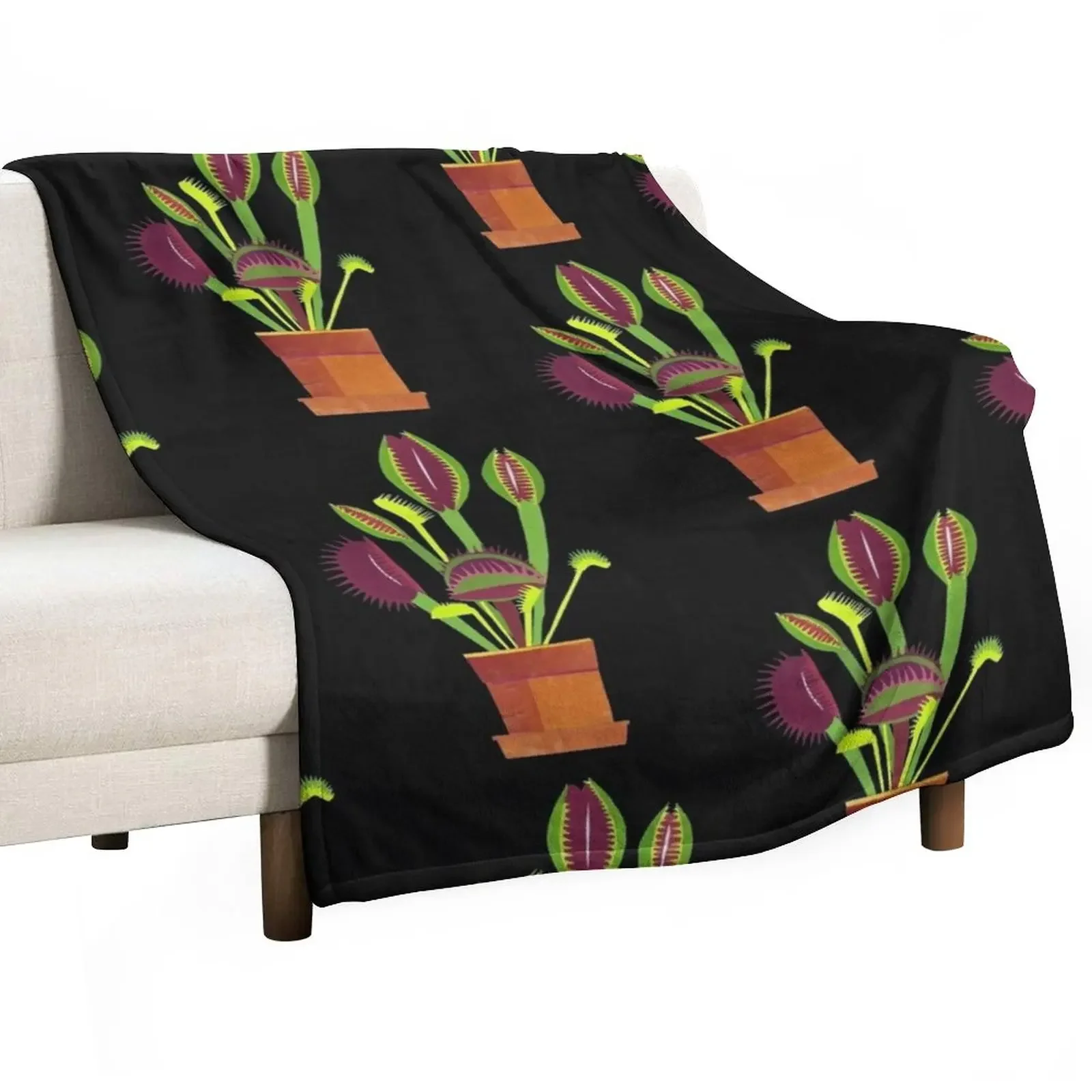 Venus Flytrap Throw Blanket Shaggy Decorative Beds Travel Blankets