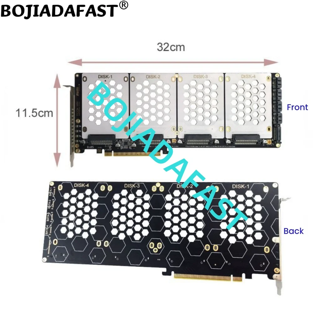 Imagem -02 - Pci-e 4.0 16x Pcie X16 para x U.2 Sff8639 u2 Nvme e Placa Adaptadora Sata Ssd de 25 Suporte Placa-mãe Pcie X4x4x4x4x4bifurcação