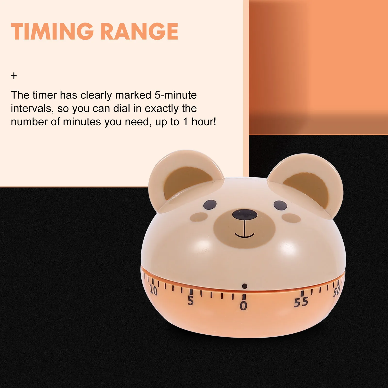

1pc Cartoon Bear Timer Kitchen Gadget Khaki Mechanical Cooking Timer Baking Study Reminder Countdown Time Management Tool For