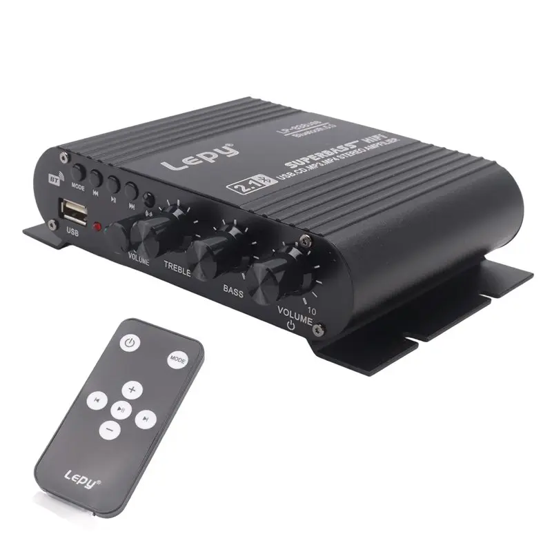 FFYY-LEPY 838 USB Bluetooth Subwoofer Amplifier HIFI 2.1 12V Car Home Amplifier U Disk Lossless Suitable For 4-8 Ohm Speakers