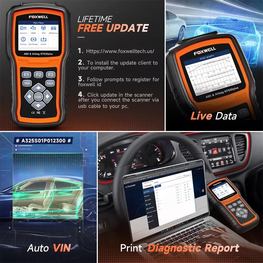 Foxwell NT630 Plus OBD2 Automotive Scanner Öl EPB Reset Motor ABS SRS SAS Kalibrierung Codeleser OBD 2 Autodiagnosetool – Detail 11