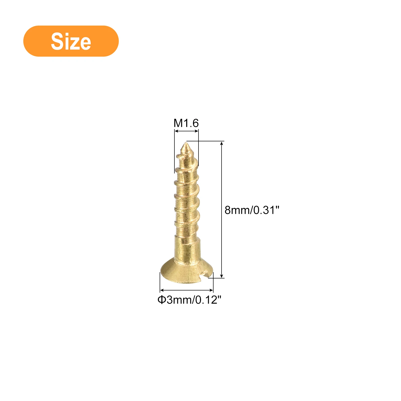 10/30/80Pc Brass Slotted Drive Flat Head Wood Screws Slotted Pan Outlet Head Bolts Self Tapping Screw M1.6 M2M2.5 M3 M4M5 8-50mm