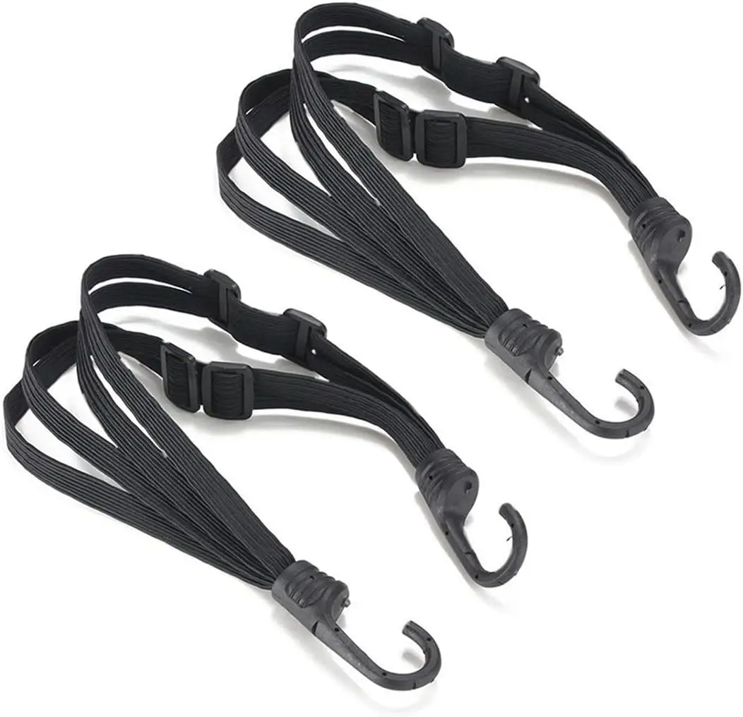 

2 PCS Motorcycle Helmet Rope High Retractable Black Luggage Helmet Mesh Elastic Rope Strap with 2 Hooks 60cm/ 90cm Two Size