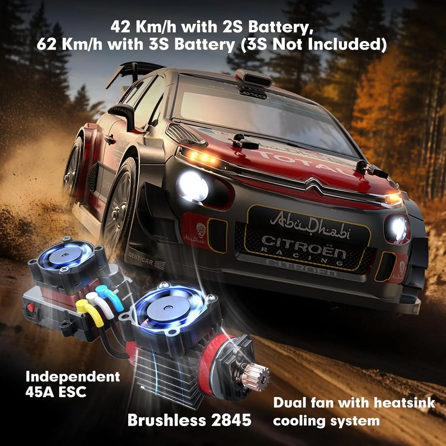 14303 1/14 Citroen C3 Fast RC Cars for Adults, Max 38 mph Brushless RC Car Drift with Gyro, RTR 4X4 High Speed Licensed RC Rally