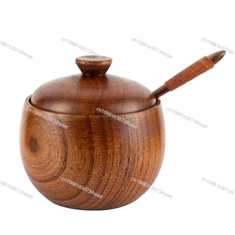 seasoning jar creative seasoning bottle wooden retro solid wood salt jar with lid