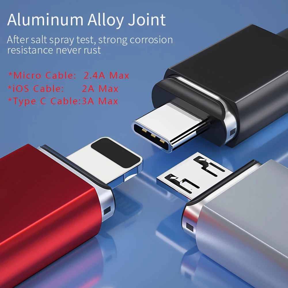 كابل شحن سريع مغناطيسي ، سلك سلك بيانات ، شاحن مغناطيسي ، USB من النوع C ، كابل هاتف ، مايكرو USB ، آيفون 12 ، شاومي مي ، 3 م