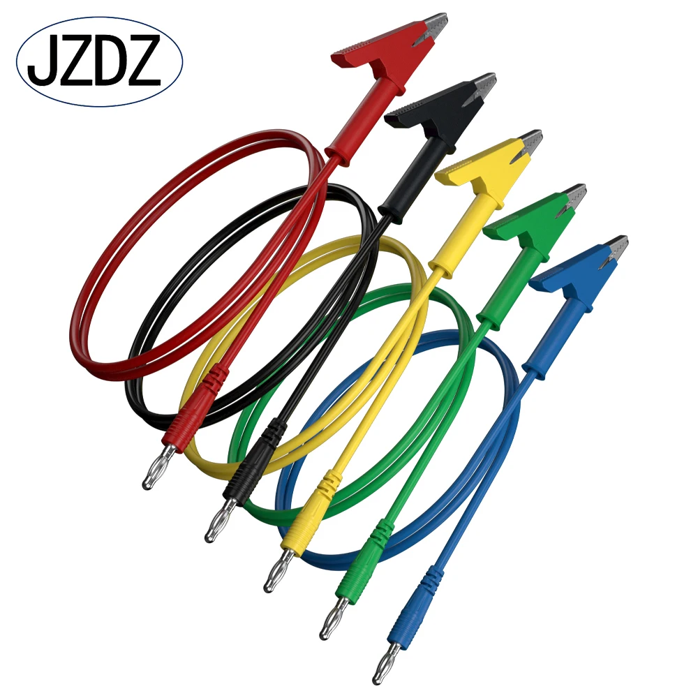 JZDZ 5pcs 4mm Banana Plug to Alligator Clip Multimeter Test Leads Cable Line Wire 100cm Electrical Test Tools 70056C