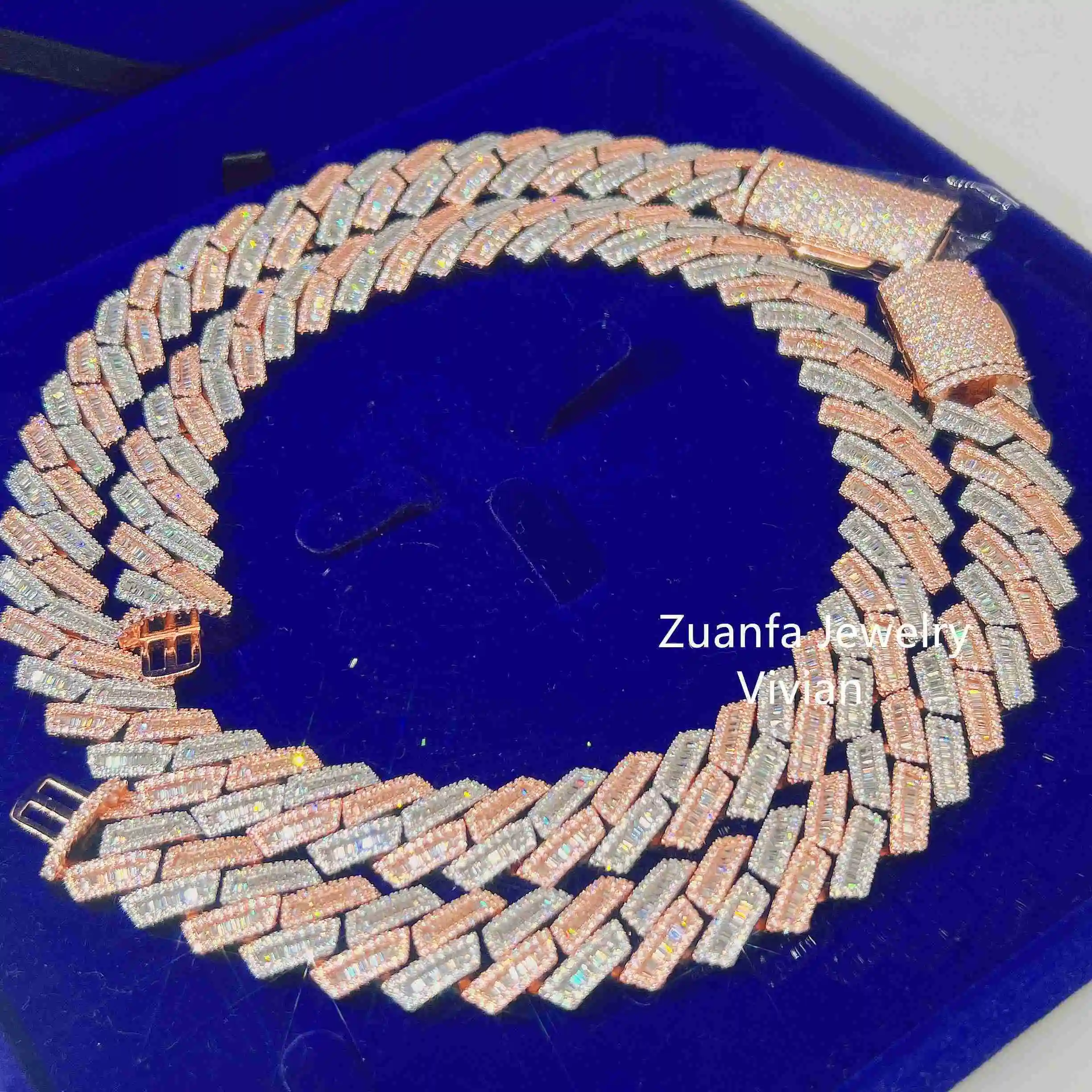 

Pass Diamond Tester Vvs Moissanite Hip Hop Necklace Silver 925 Iced Out Bling Diamond Cuban Link Necklace