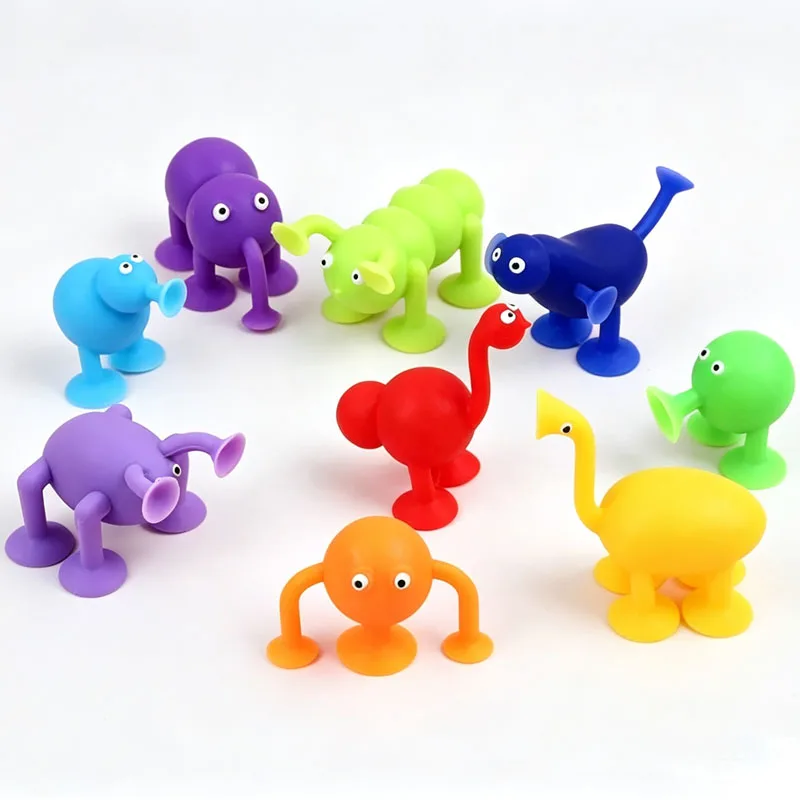 9PCS Animal Sensory Fidget Suction Cup Toy For Airplane Car Windows Travel Road Trip Party Favors Prize Toys Interesting Gifts view 2