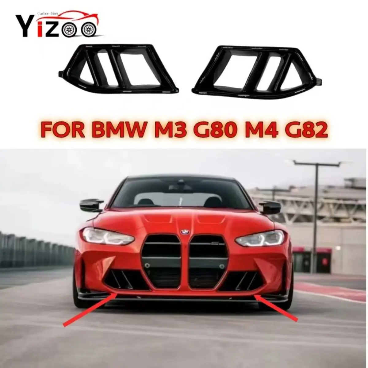 

Dry Carbon Fiber R44 Style Twin Fin Ducts Air Intake Trim for BMW G80 M3 G82 G83 M4 Car Front Duct Vent Covers Trim Air Vents