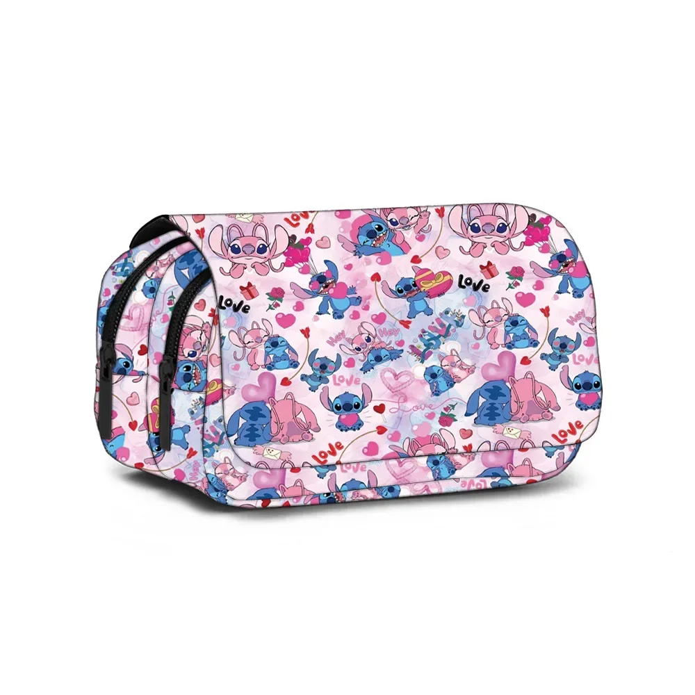 Anime Stitch Fully Printed Flap Pen Bag Stationery Box Pencil Case Primary and Secondary School Student School Bag Cartoon image 2