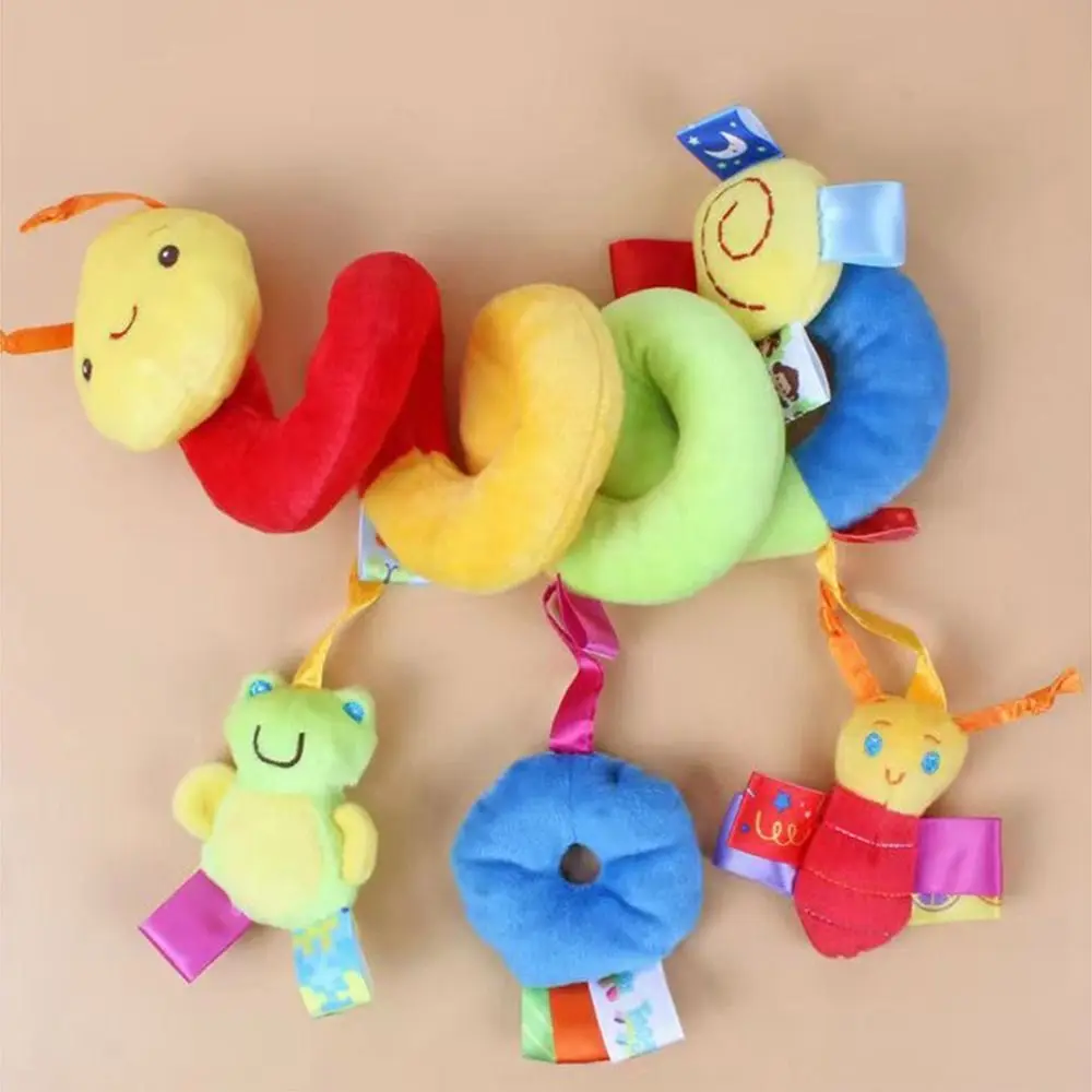 Giocattoli per seggiolino auto per bambini con animali dei cartoni animati Giocattolo per bambini appeso a spirale in peluche estensibile con campanelli appesi Labe colorati Giocattoli avvolti nel letto