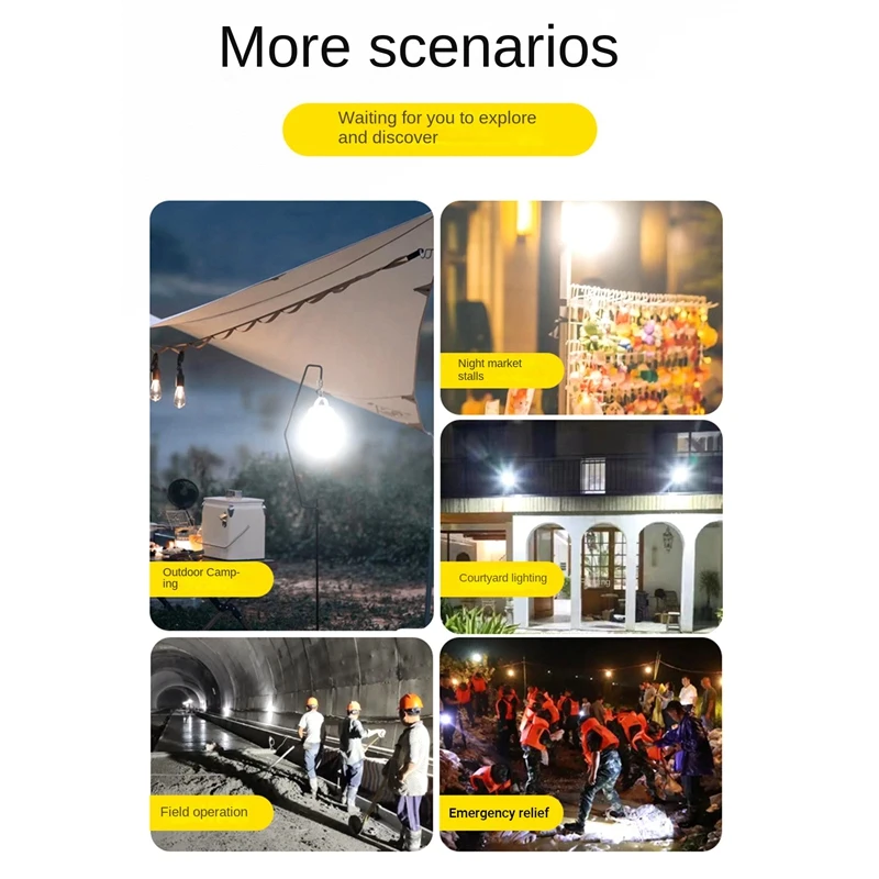 Lampu Kemah luar ruangan portabel ultra-terang, lampu Kemah tahan lama dapat diisi ulang lampu tenda bohlam LED darurat