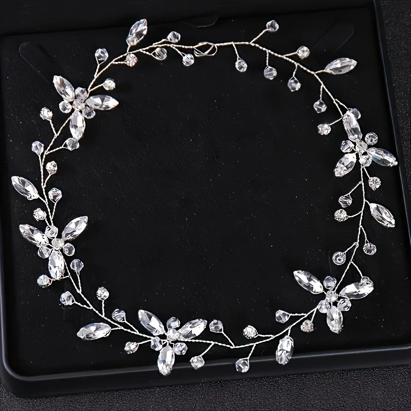 كريستال زهرة ليف هيرباند حجر الراين عقال للنساء حفلة موسيقية الزفاف الزفاف إكسسوارات الشعر مجوهرات الفرقة عقال هدية