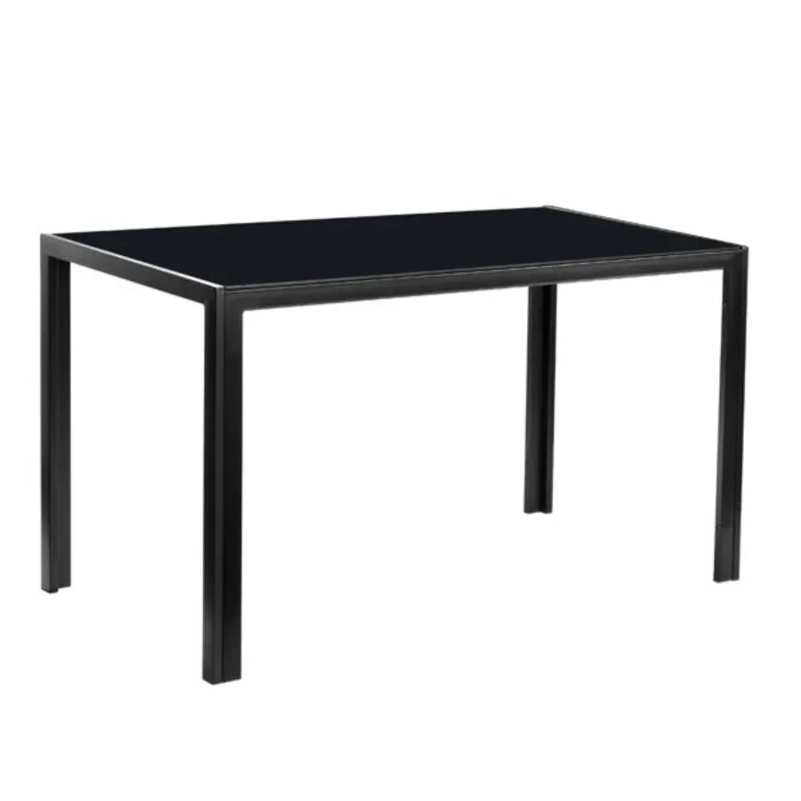 

6-person table leg frame integrated square table leg dining table tempered glass iron pipe black
