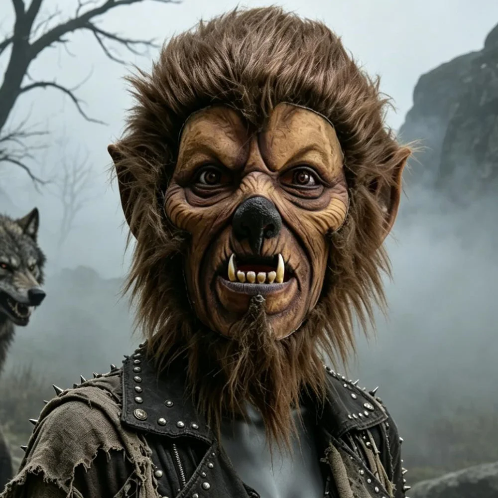 

Brown Fur Werewolf Latex Mask Cosplay Scary Realistic Wolf Beast Animal Latex Masks Halloween Carnival Party Costume Props