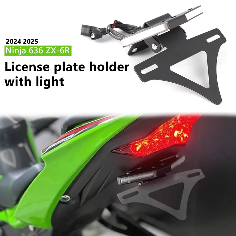 

Motorcycle Tail Tidy Rear Fender Eliminator LED Light License Plate Holder For KAWASAKI Ninja ZX-6R NINJA ZX 636 ZX6R 2024 2025