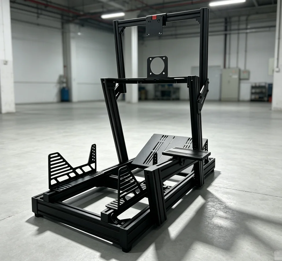 Customizable 4080 T-Slot Simulator Chassis Frame Including Gaming Seat VESA Display Mount And Pedal Plate For PC Racing Setup