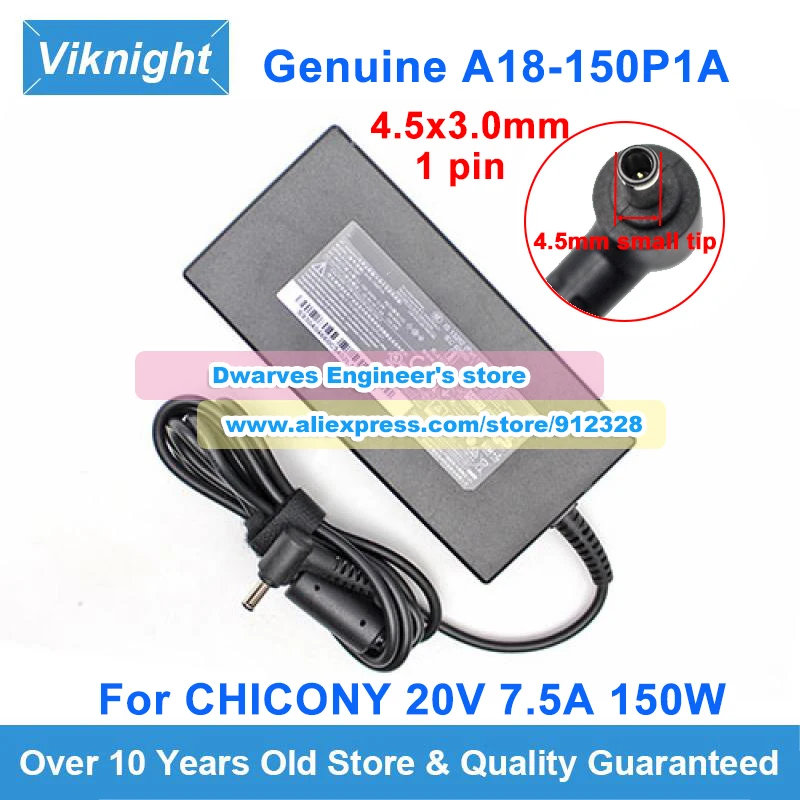 

Genuine Small Chicony A18-150P1A AC Adapter 20V 7.5A 150W A150A039P Power Supply For MSI GF76 Gaming Laptop Charger 4.5x3.0mm