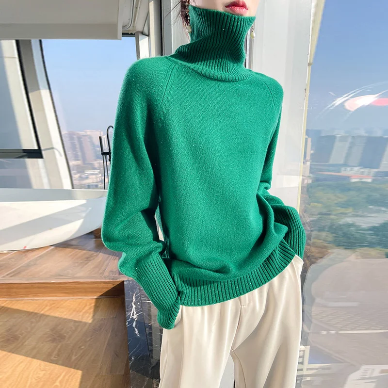 KOIJINSKY  Autumn and winter new high necked socketed Pullover Sweater thickened loose woolen sweater