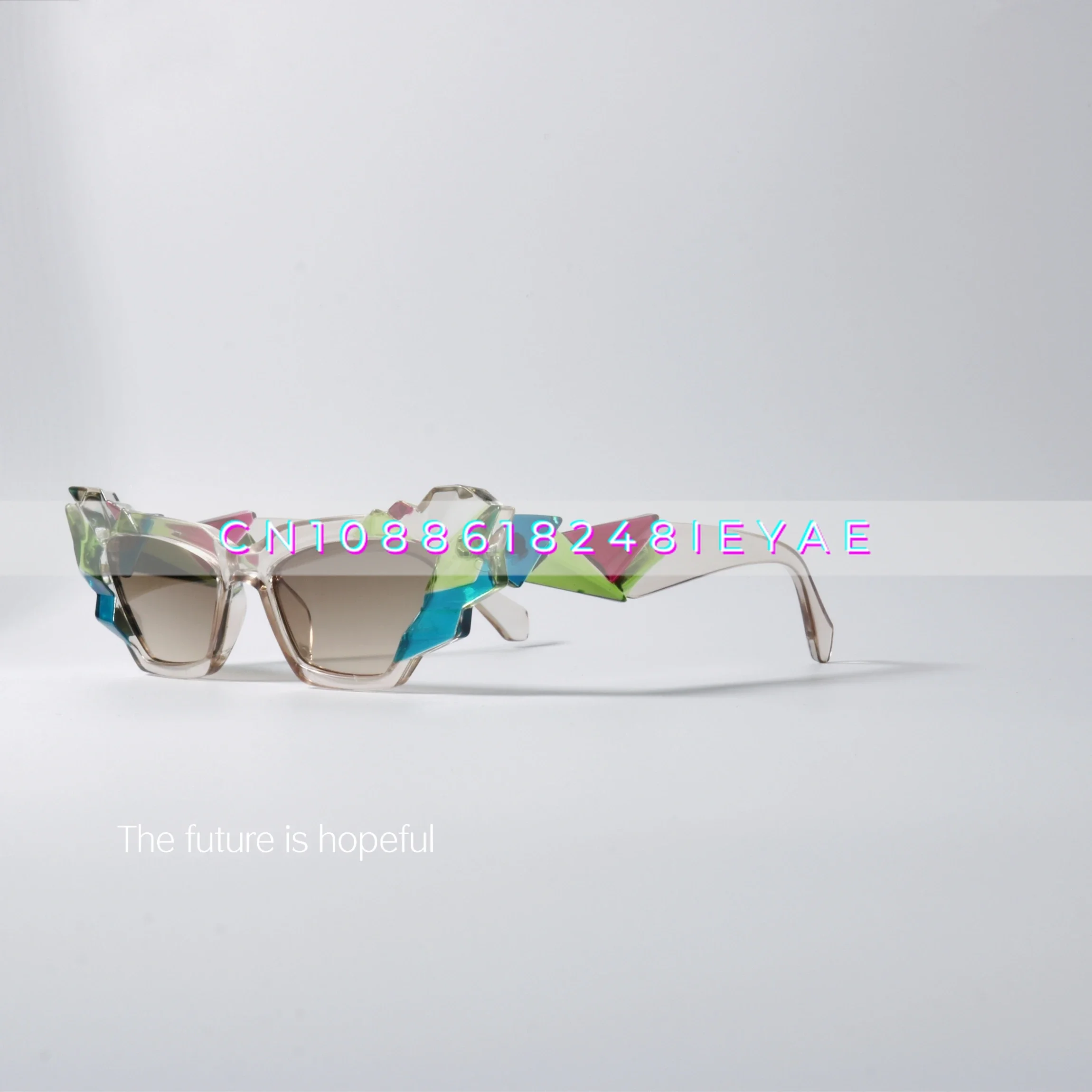 Unique Ore Cutting Design Sunglasses UV400 Anti-ultraviolet Myopia Crystal Element Artistic Glasses