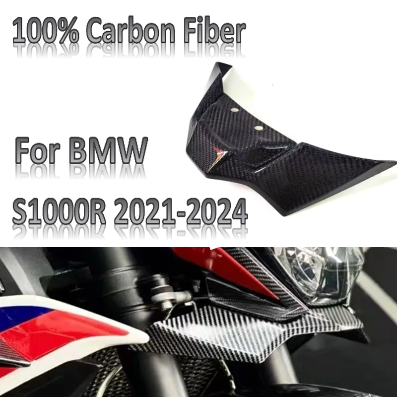 

For BMW S1000R 2021 2022 2023 2024 100% Carbon Fiber Motorcycle Wing Fairing Downforce Naked Front Aerodynamic Spoiler Winglet