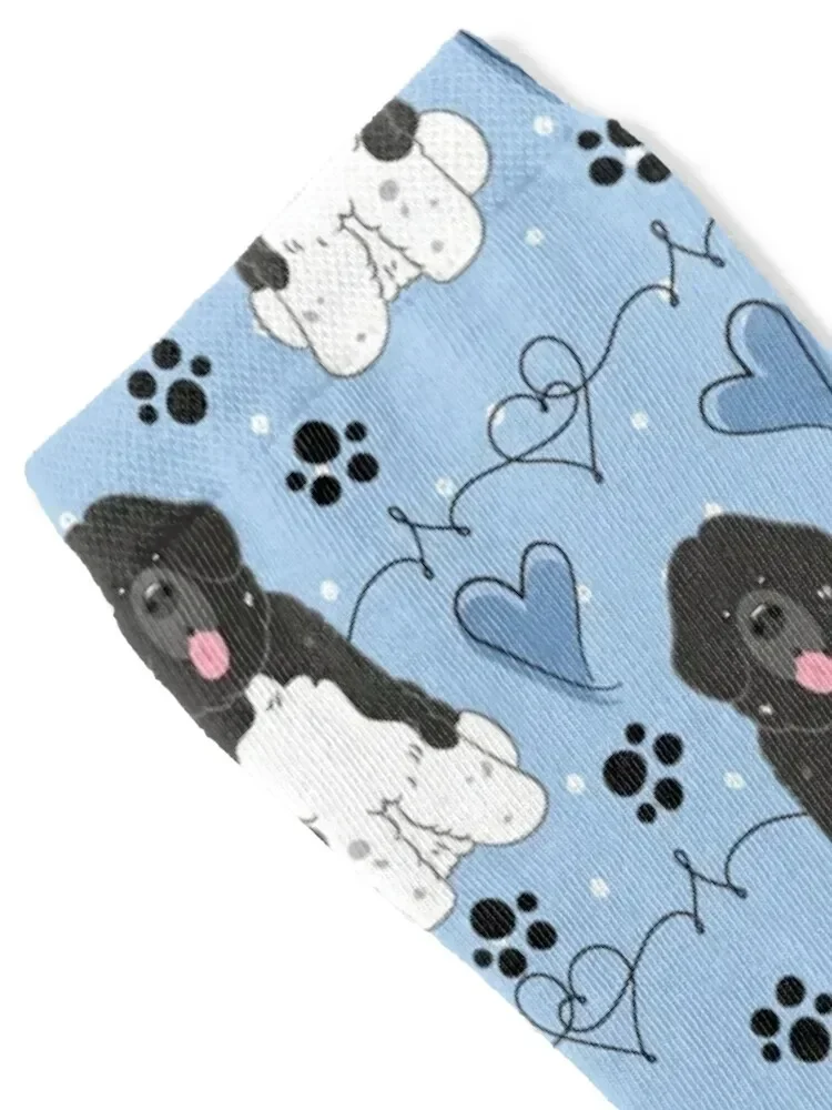 LOVE Black White Newfie Newfoundland Landseer Dog 6 Socks snow ankle heated Socks Female Men's