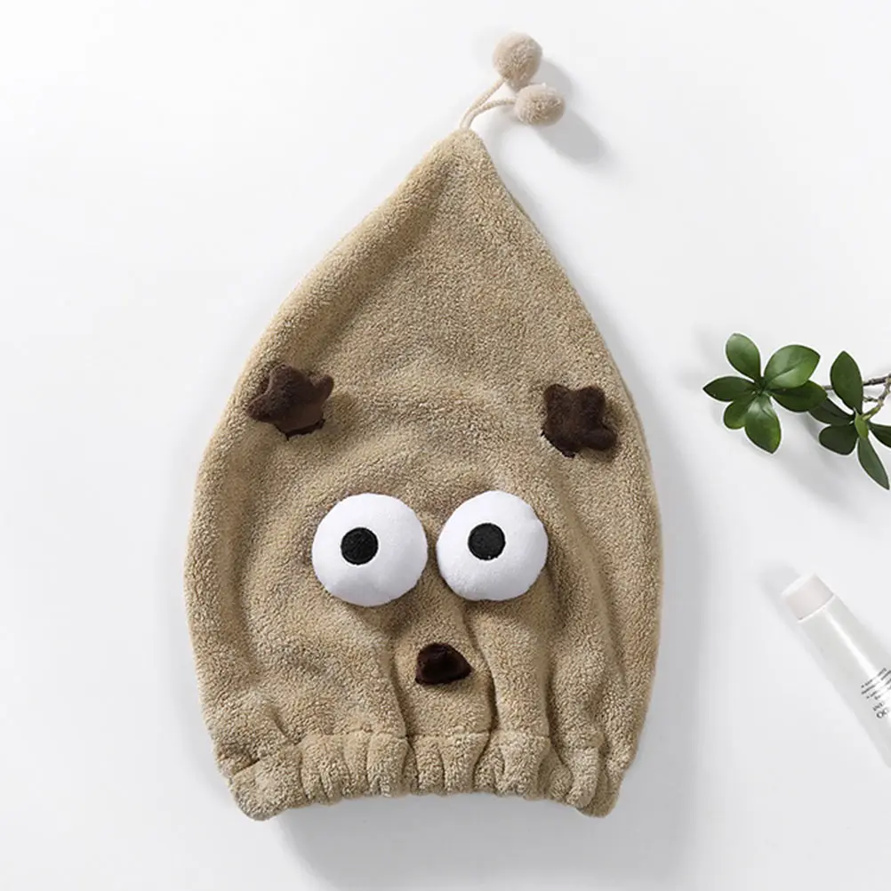 

Dry Hair Coral Fleece Cartoon Style Absorbent Quick Drying Bath Towel Students Hair Drying Cap Office Home Use