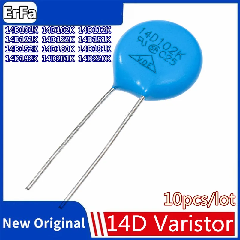 10pcs varistor 14D101K 14D102K 14D112K 14D121K 14D122K 14D151K 14D152K 14D180K 14D181K 14D182K 14D201K 14D220K 14D varistor