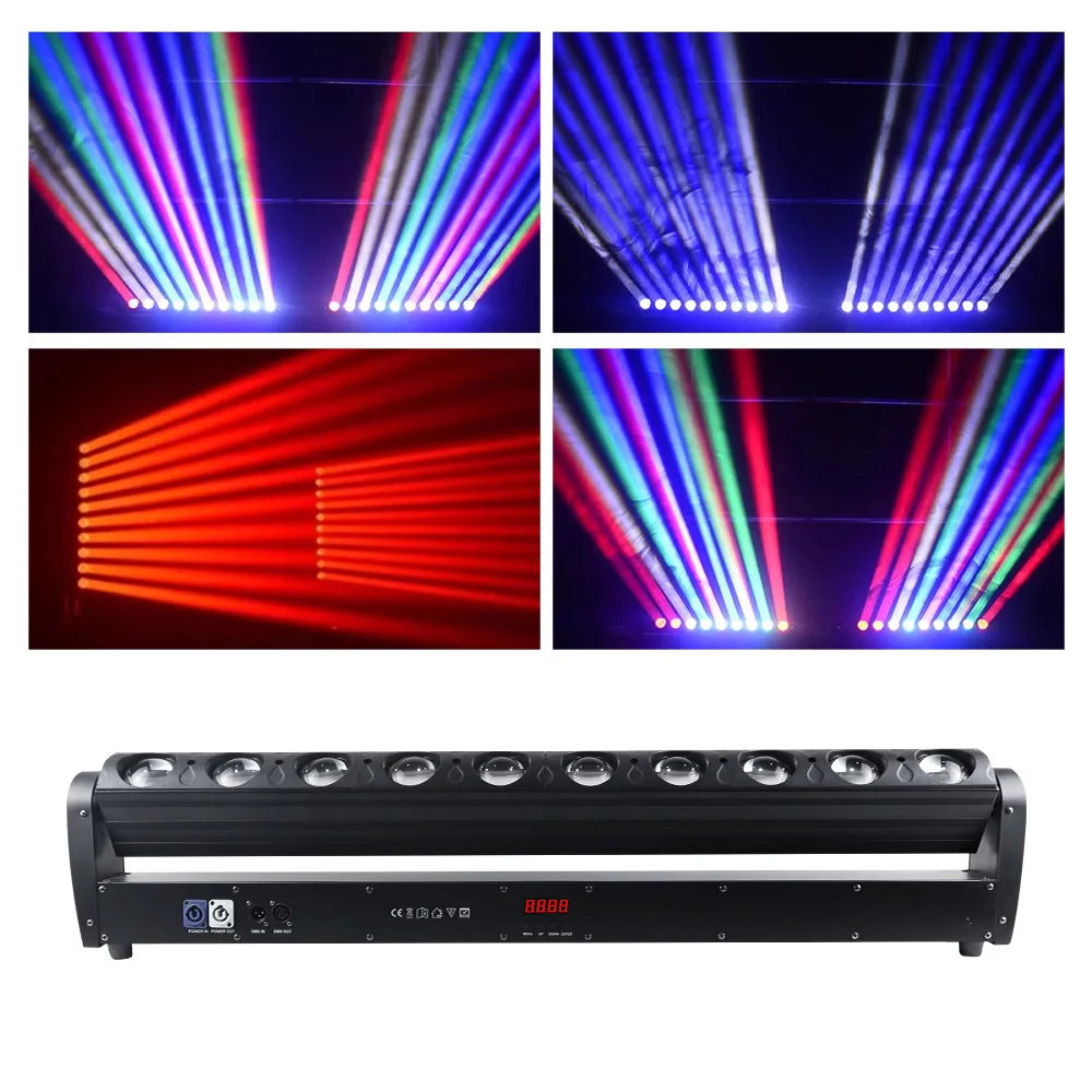 10 Eyes RGBW 4In1 Beam LED Moving Head Light DMX512 Control  Scrolling Lamp For DJ Disco Bar Nightclub Stage Lighting Spotlight