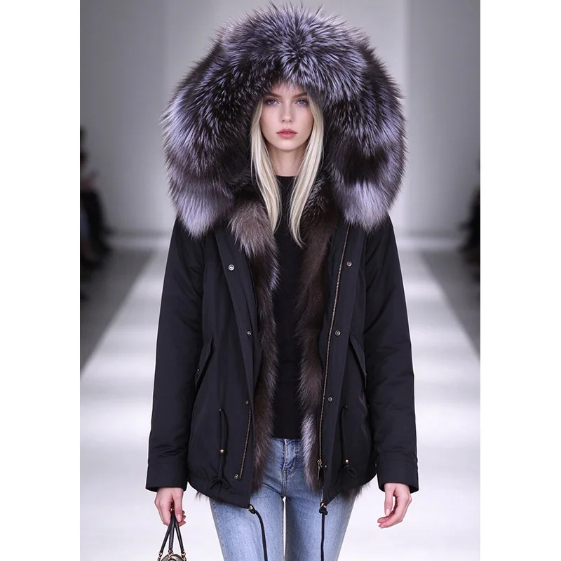 2026 Maomaokong Winter Jackets For Women  Natural Real Fur Coat Fox Fur Collar Inner Fur Parkas Female Cold Coat