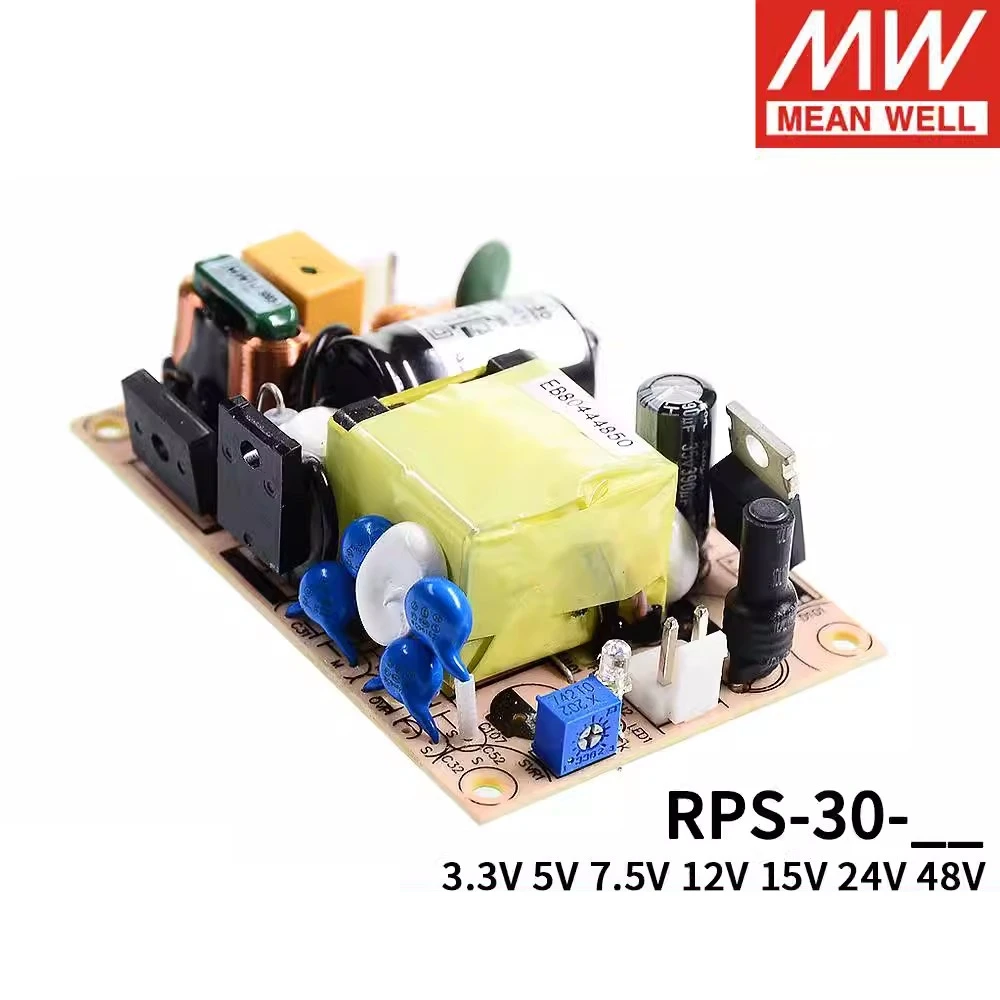 MEAN WELL Medical Switching Power Supply, PCB Baixo Vazamento, Corrente MW, RPS-30-5, RPS-30-7.5, RPS-30-12, RPS-30-15, RPS-30-24, RPS-30-48,