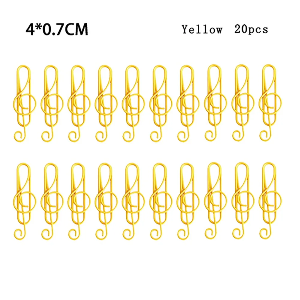 20PCS/Set Music Note Music Shape Paper Clips Durable Metal Music Note Metal Paper Clips Stationery Cute