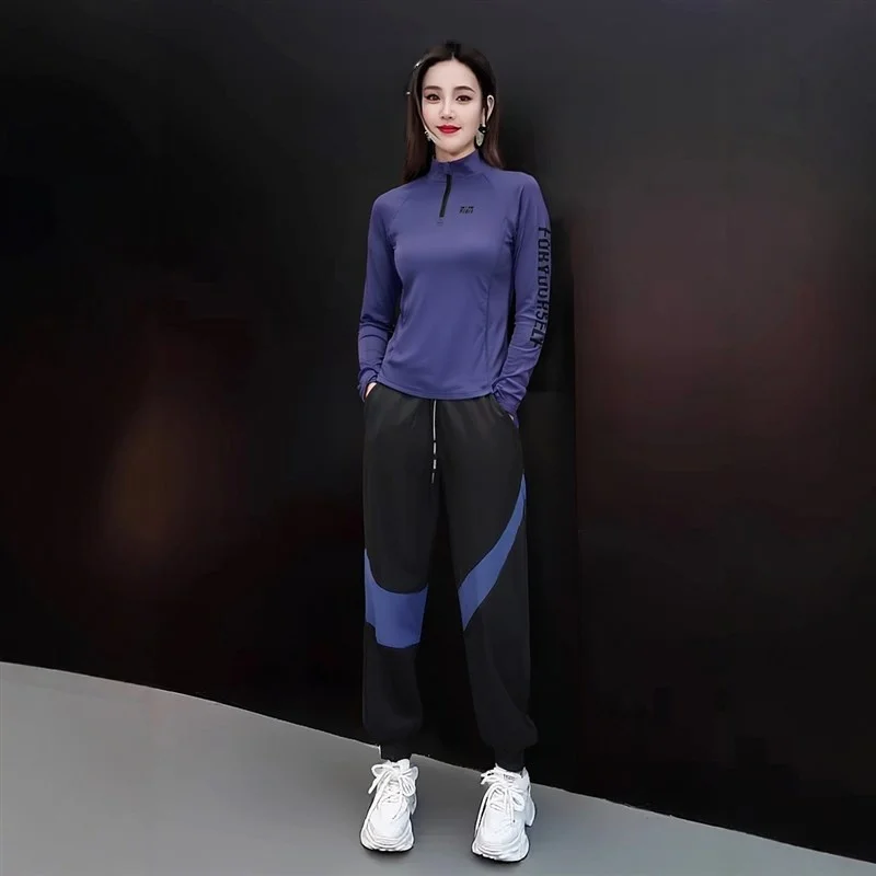 

Faionable Sports Set for Women 2025 Spring New Outdoor Running Fitn Qui Dry Top Bot Two Piece Suit Casual Sportswear