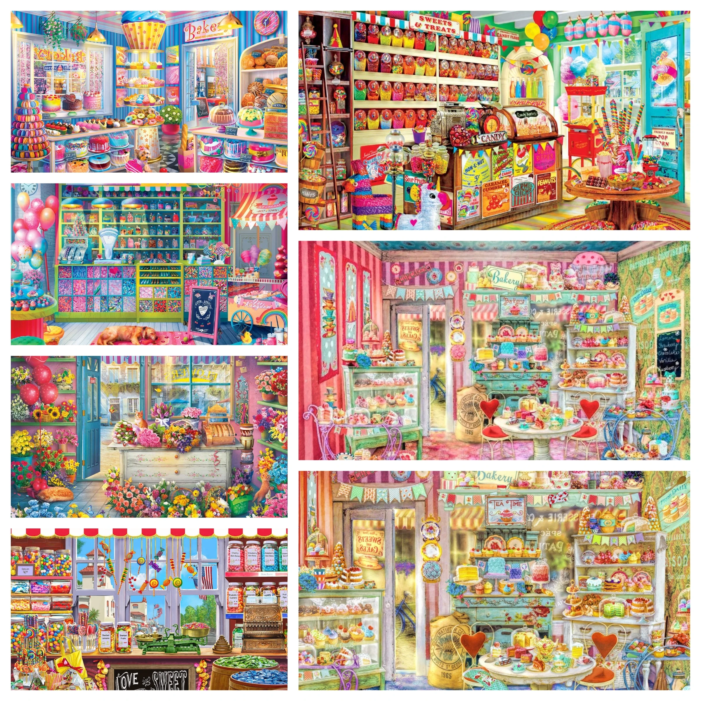 Cupcake-Bäckerei Diamantmalerei Haus Kreuzstich-Sets 5D DIY Diamant-Mosaik Landschafts-Stickerei Kuchen-Wandbild