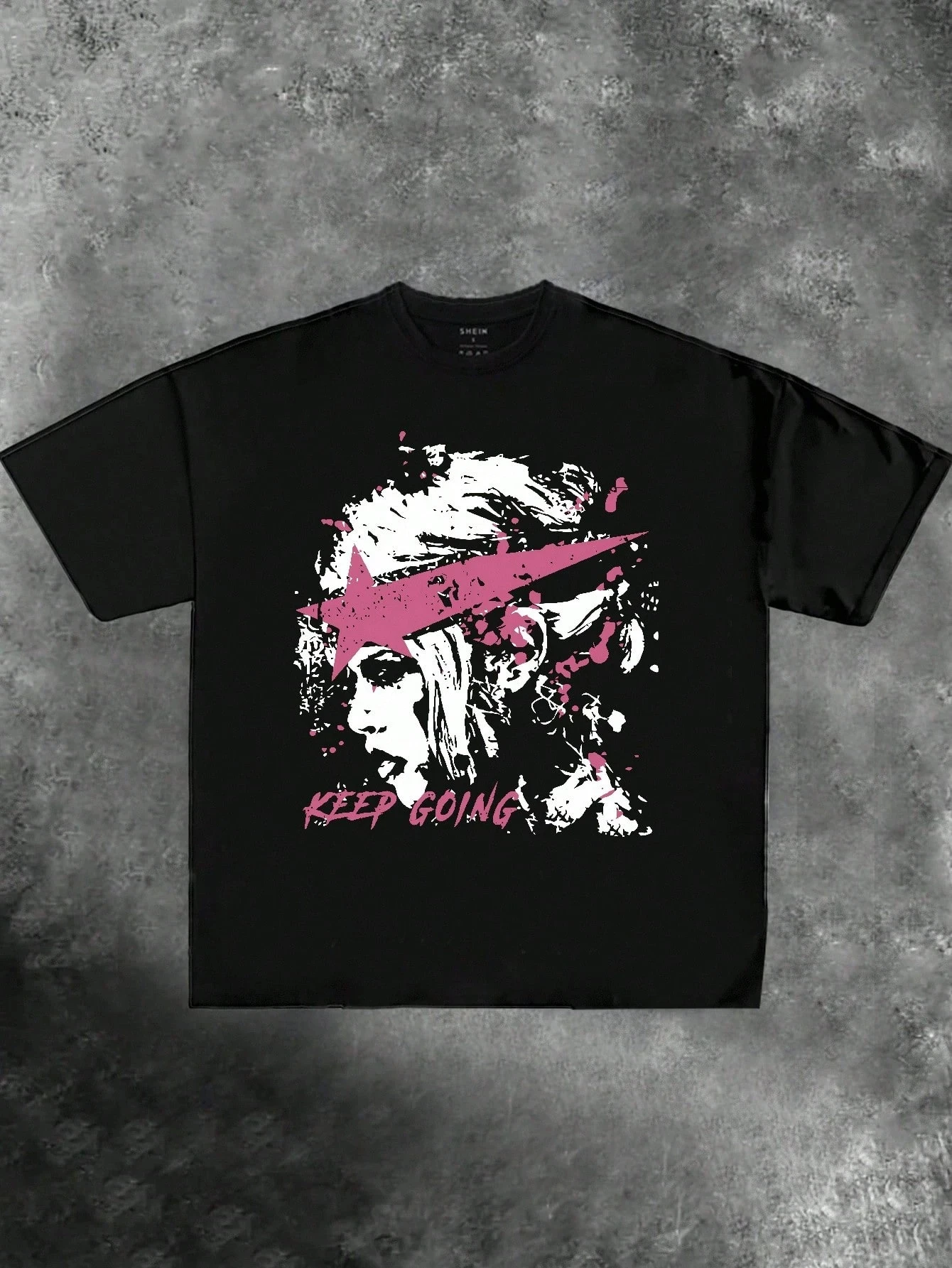 تي شيرت نسائي كاجوال بنمط الشارع الرياضي كبير الحجم بكتف منسدل مع صورة جرافيتي وطباعة جرافيك ملابس هيب هوب للجنسين #1