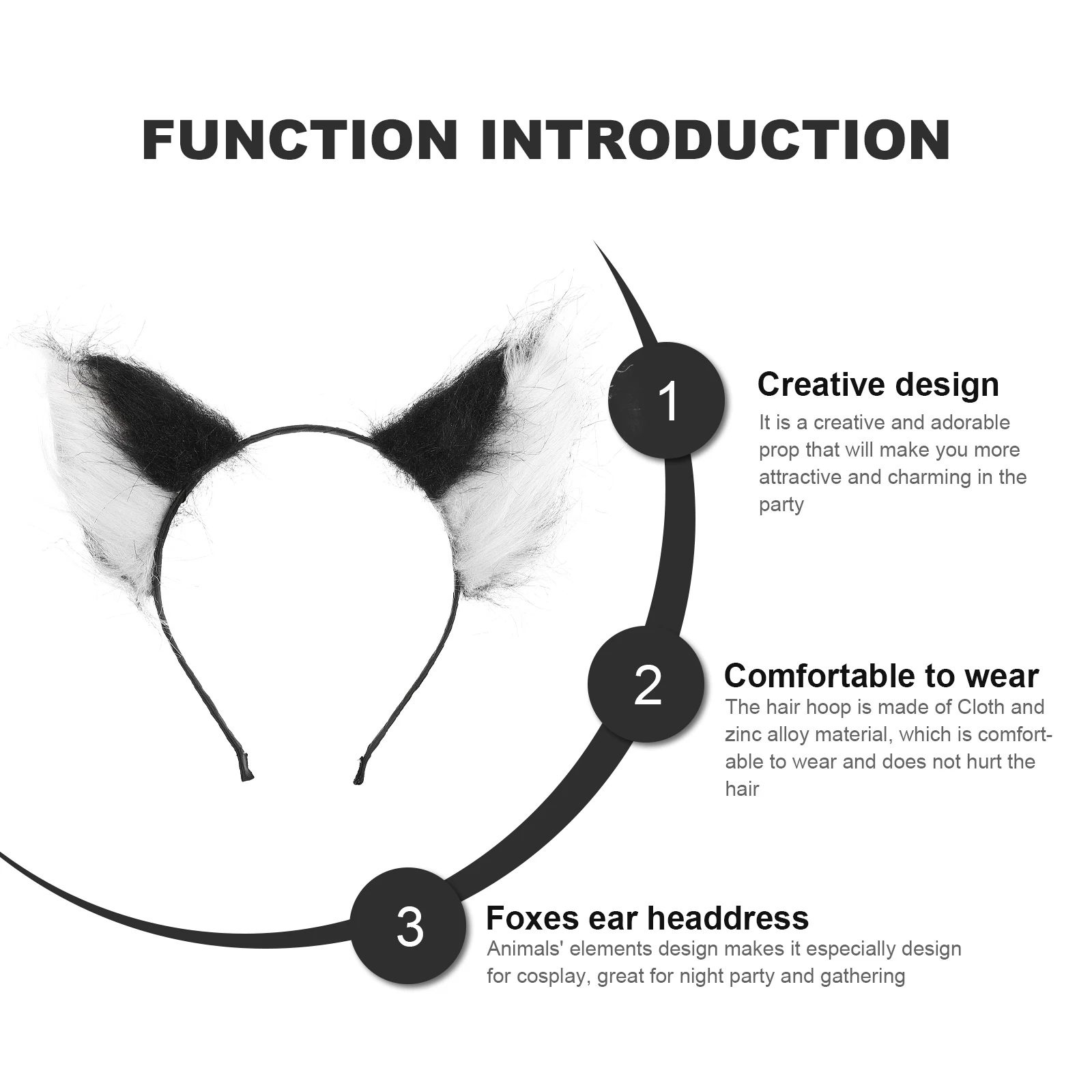 

Creative Foxes Headband Party Cosplay Costume Hairband Animal Ear Festival Party Accessories Girls Headwear Adorable Design For