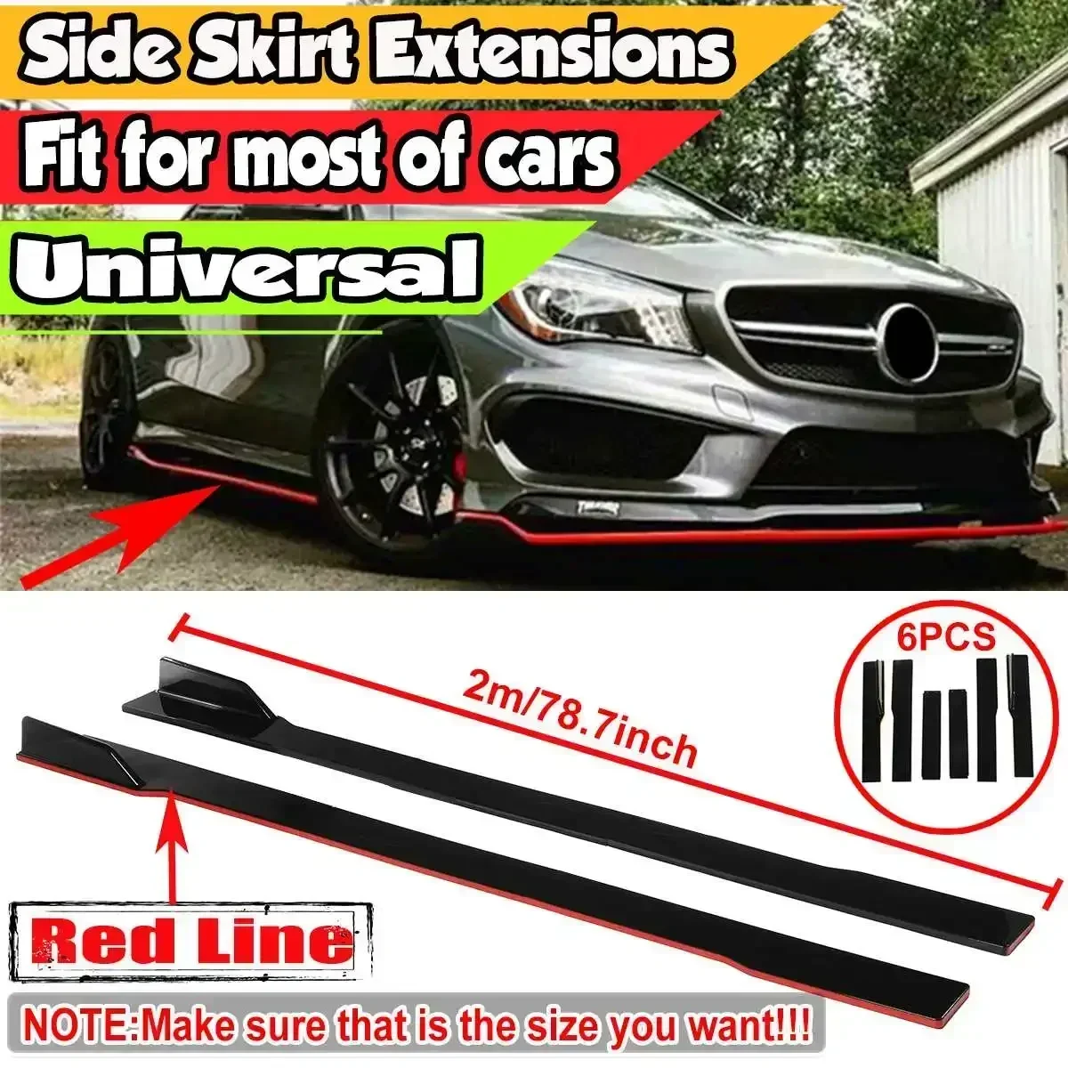 Universal 2m Car Side Skirt Winglet Side Wing Bumper Spoiler Lip For SEAT LEON FR 5F MK1 MK3 MK3.5 MK5 For Ibiza 6J 6L Body Kit